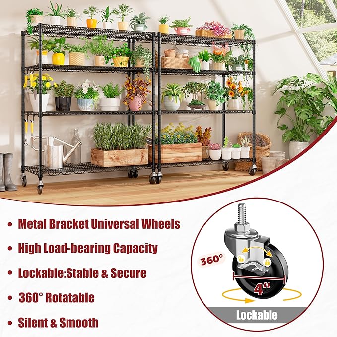 PrimeZone 4 Packs 55.5" W x 24" D x 80" H Heavy Duty Wire Storage Shelves - Image 6