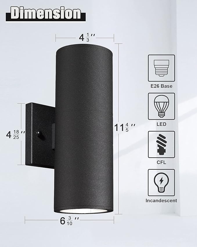 Ken & Ricky Outdoor Wall Sconce Lights, Cylinder Outdoor Light Fixtures - Image 4