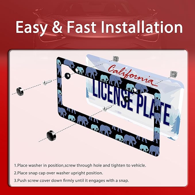Elephant Family License Plate Frame Animal License Plate Stainless Steel Parts - Image 3