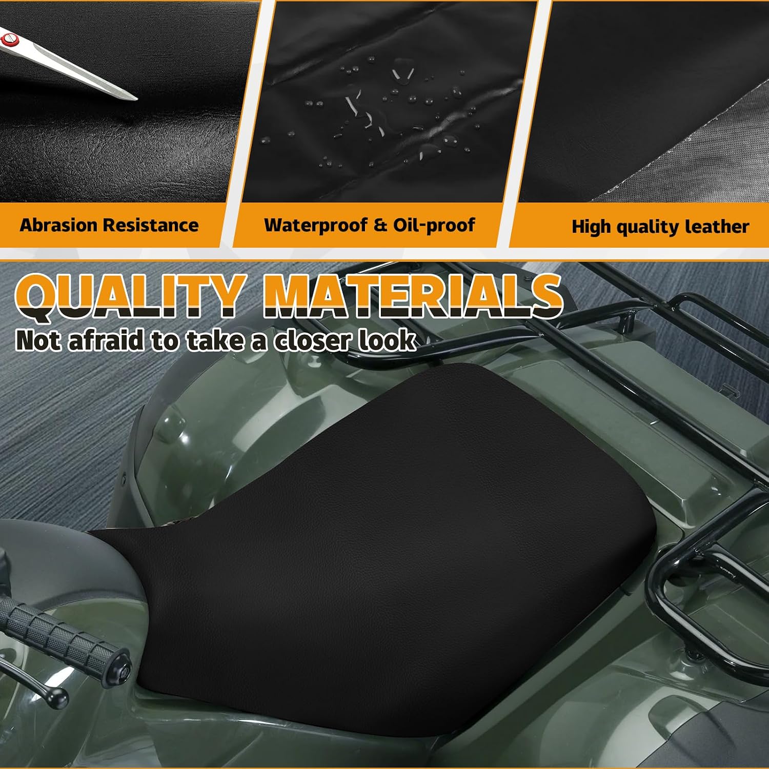 Seat Cover Replacement for 2005-2023 Kawasaki Brute Force 650 750, Black