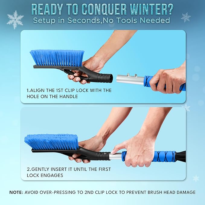EcoNour 27" Aluminum Car Snow Scraper and Brush | Weaved Bristle Head - Image 6