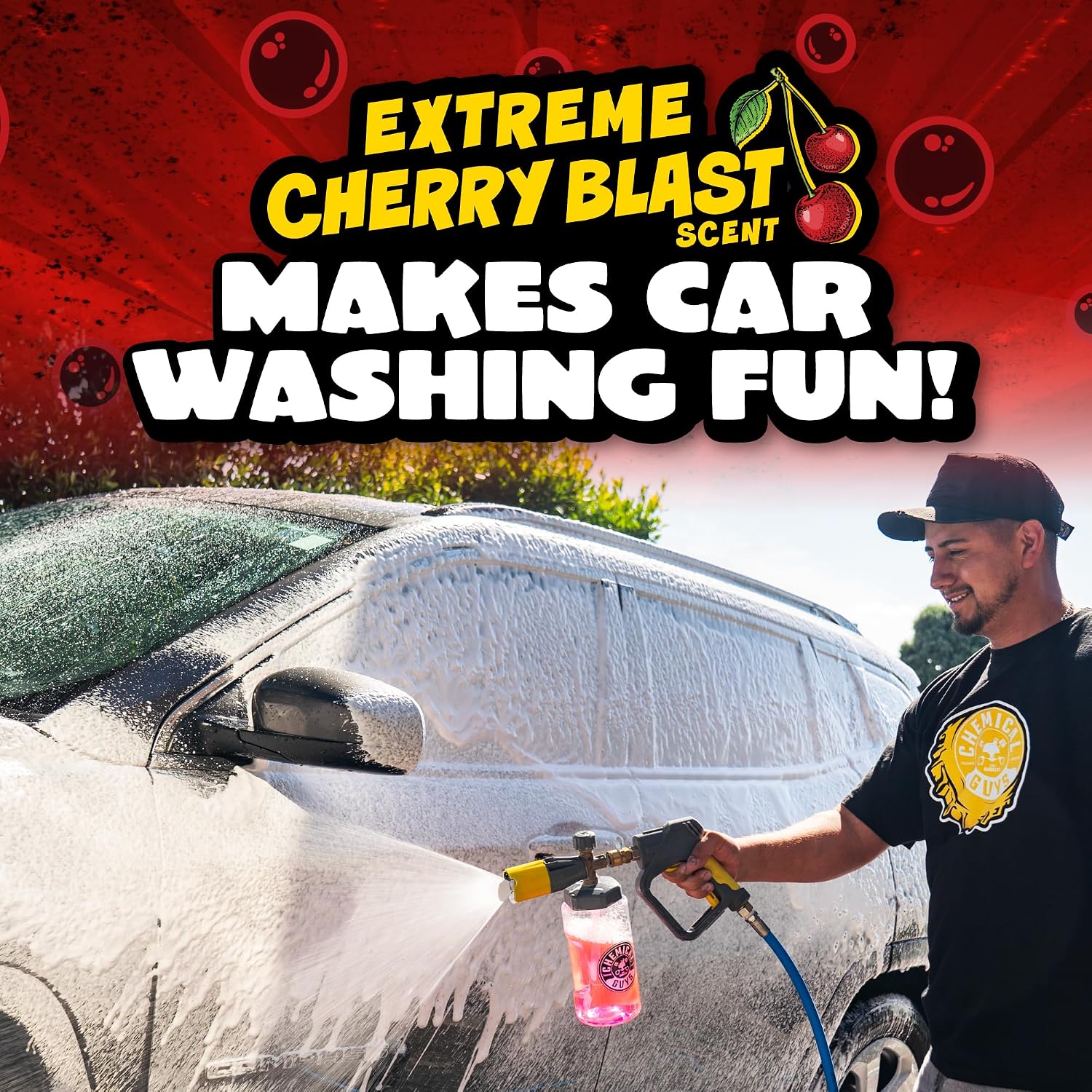 Chemical Guys CWS_101 Maxi-Suds II Foaming Car Wash Soap (Works with Foam Cannons/Guns or Bucket Washes) Safe for Cars, Trucks, Motorcycles, RVs & More, 128 fl oz (1 Gallon), Cherry Scent