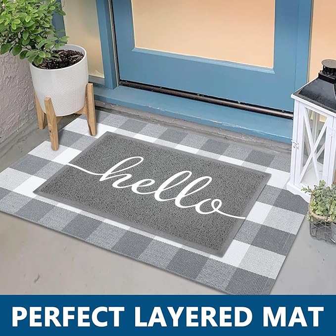 EARTHALL Door Mat Outside Inside Hello Doormat, Durable Floor Mat Non Slip Mat - Image 6