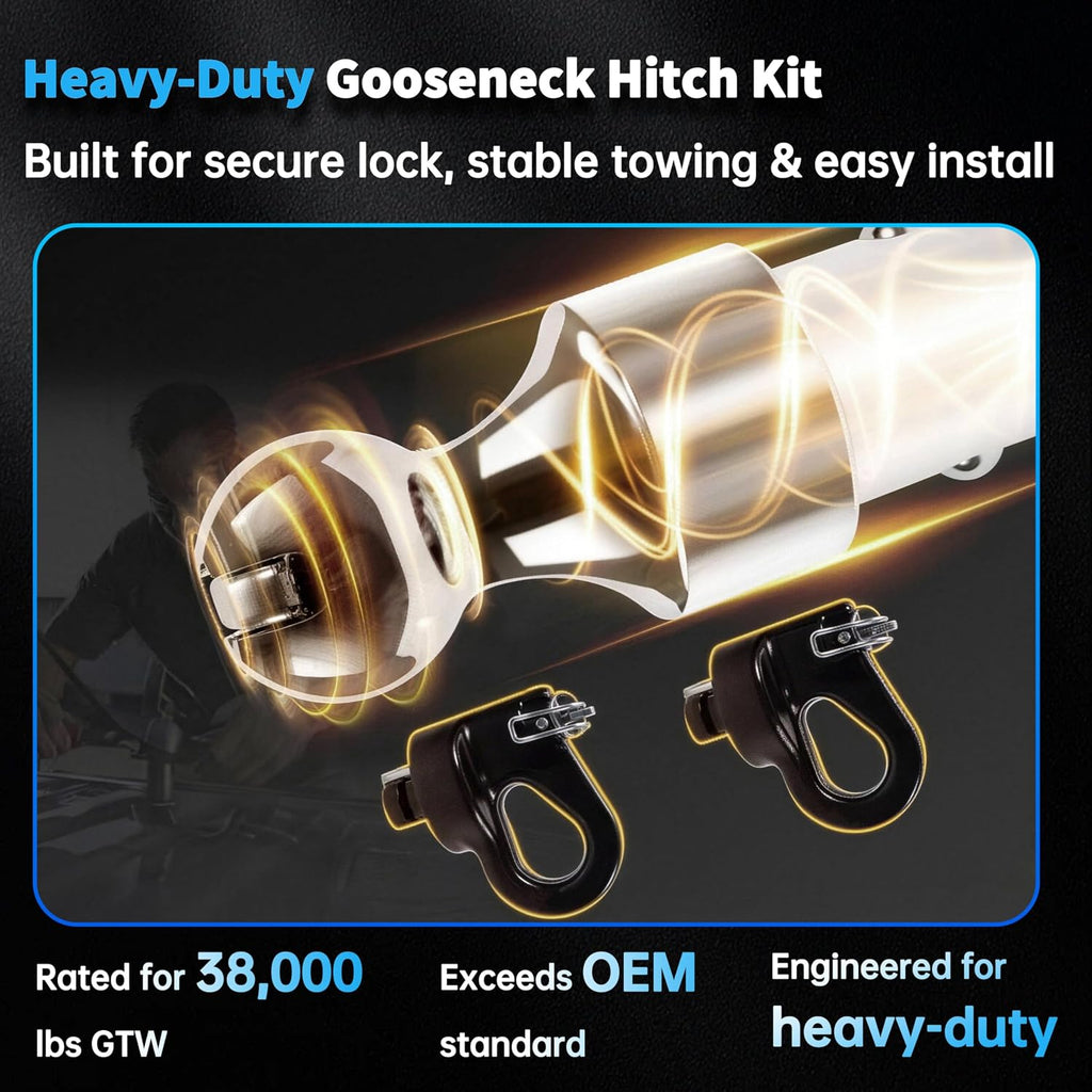 60692, Upgraded 38k 2-5/16 Inch Ball Puck System Gooseneck Hitch Kit with Case Compatible with Ford F250/F350/F450, Chevrolet Silverado 2500/3500 HD, GMC Sierra 2500/3500 HD & Nissan Titan XD