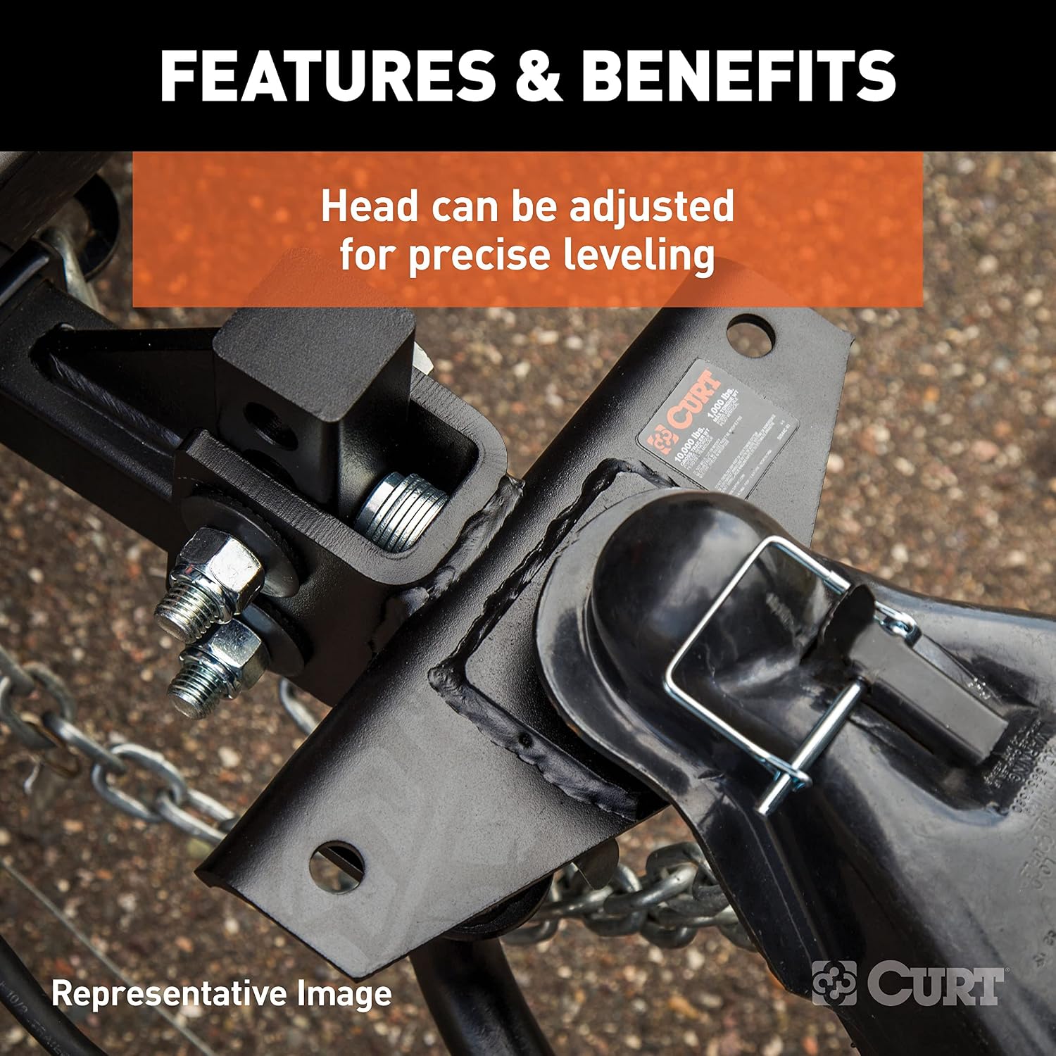 CURT 17051 MV Round Bar Weight Distribution Hitch, Up to 8,000 lbs., 2-Inch Shank
