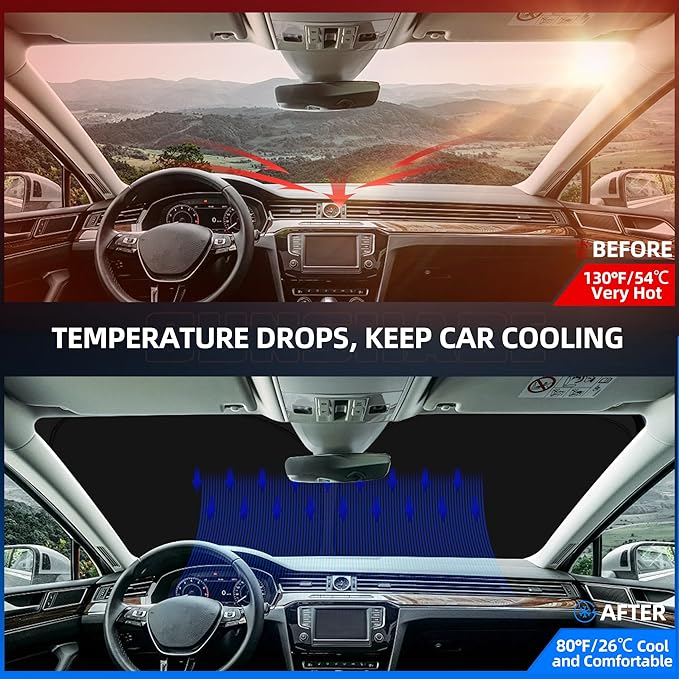 Windshield Sun Shade for Toyo-ta Prius 2016-2022 Foldable Sunshade Custom Fit - Image 2