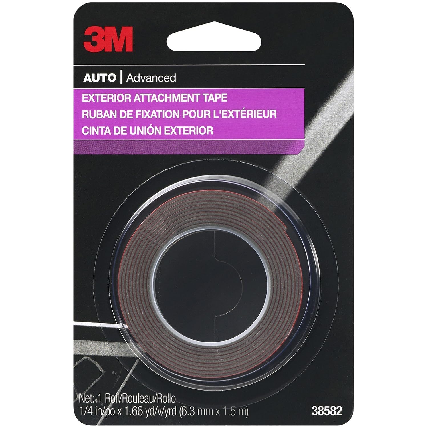 3M Auto Exterior Attachment Tape, 1/4 in x 5 ft, Heavy Duty Double-Sided Automotive Tape for Car Trim, Moldings, Emblems, and Badges (Pack of 24, 38582)