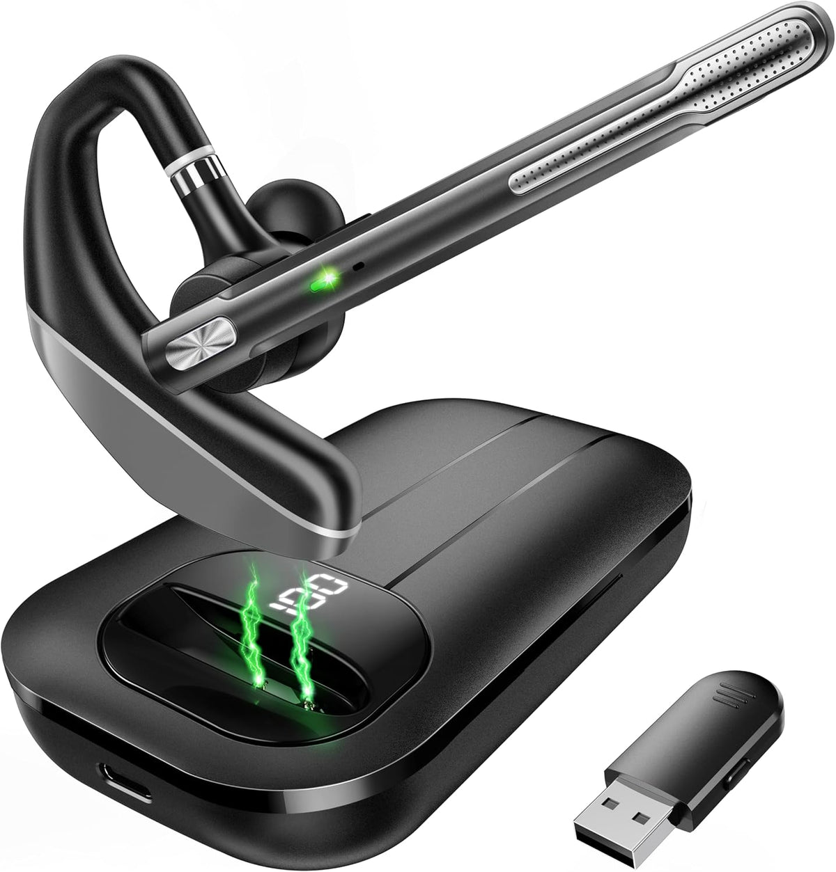 Bluetooth Headset V5.3, 96H Talktime, Wireless Earpiece