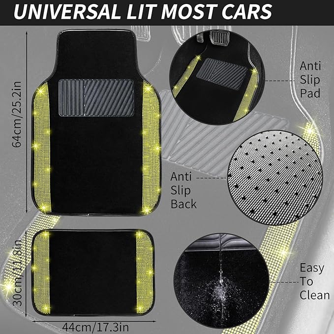 NBTEPEM Bling Car Floor Mats Full Set, Universal Fit Most Cars - Image 7