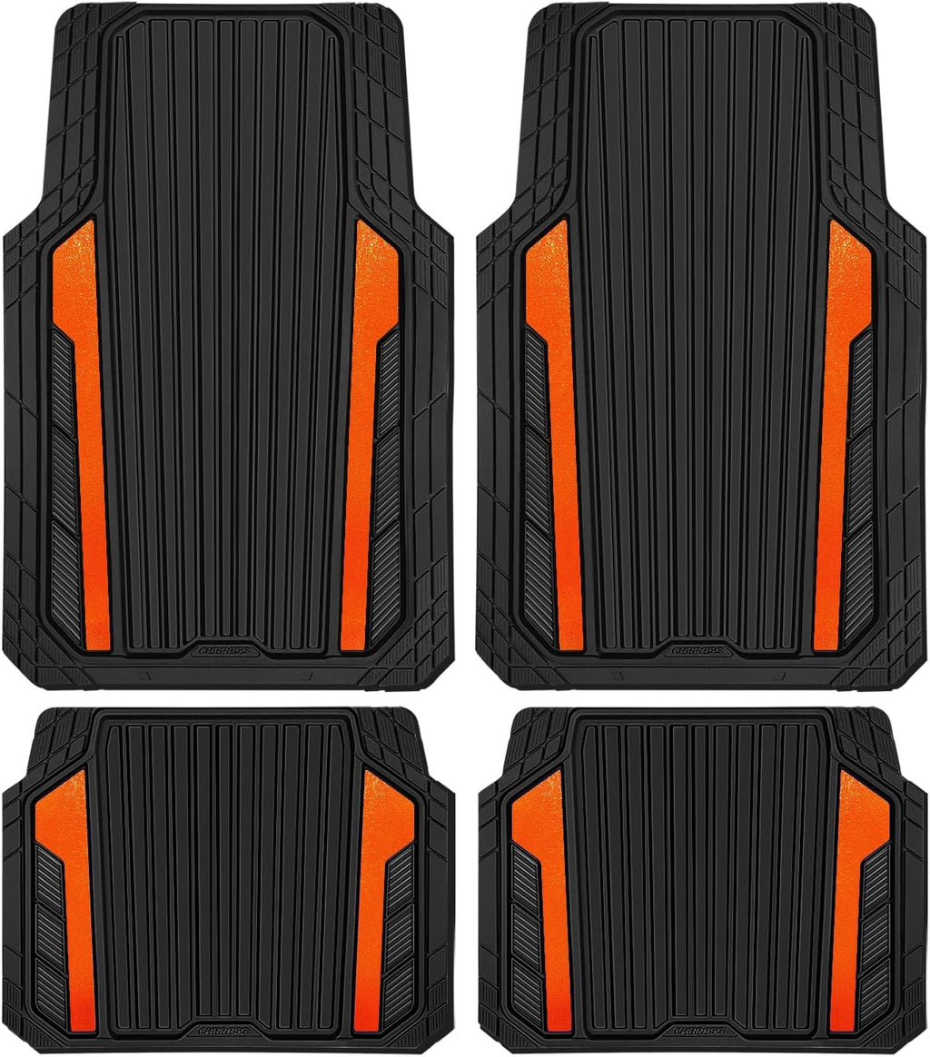 CAR PASS Heavy Duty Rubber Car Mats Metallic, Aluminum Film All Weather Floor