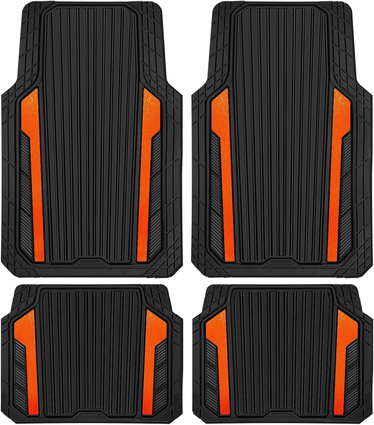 CAR PASS Heavy Duty Rubber Car Mats Metallic, Aluminum Film All Weather Floor
