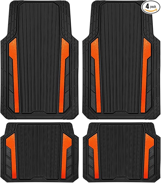 CAR PASS Heavy Duty Rubber Car Mats Metallic, Aluminum Film All Weather Floor by CARPASS
