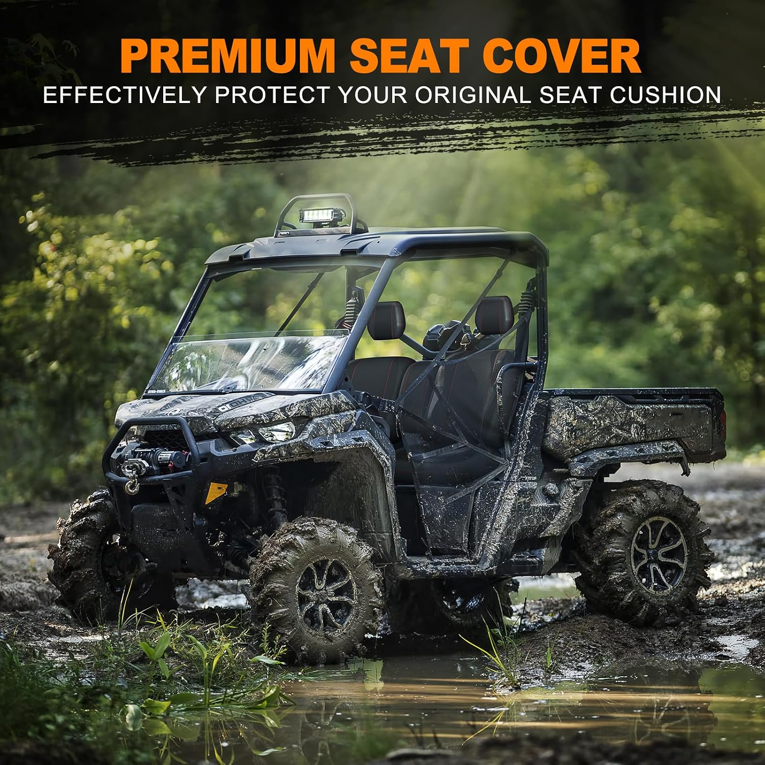 BORDAN UTV Seat Cover for 2016-2025 Can Am Defender DPS MAX 6X6 PRO Split Bench Dustproof Seats Cover, Heavy Duty 1680D Waterproof Full Protection Outdoor Seat Cover Set(8 PCS)