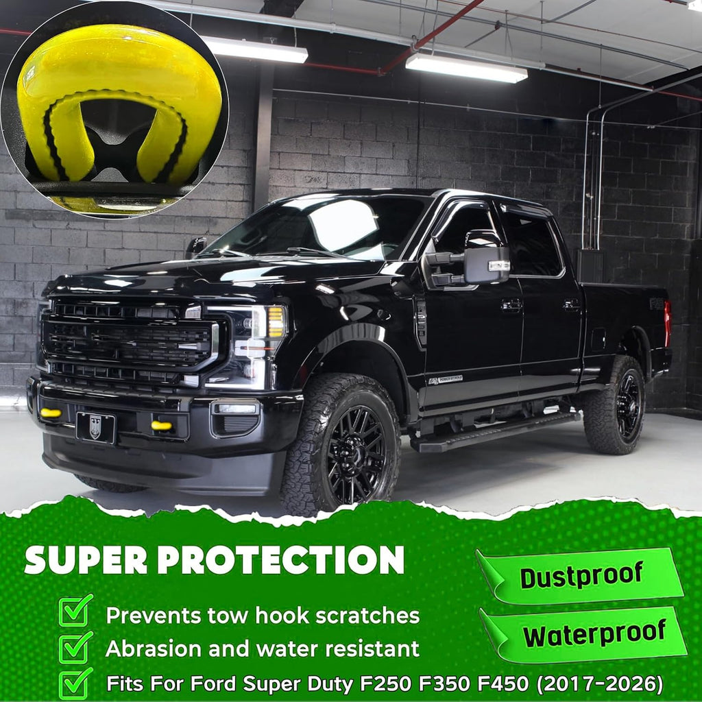 Front Tow Hook Cover for 2017-2026 Ford Super Duty F-250 F-350 F-450,Tow Hitch Covers, Ford Truck Accessories, Pickup Truck Accessories, F250 Must Haves, Silicone, Yellow (2 Pack)