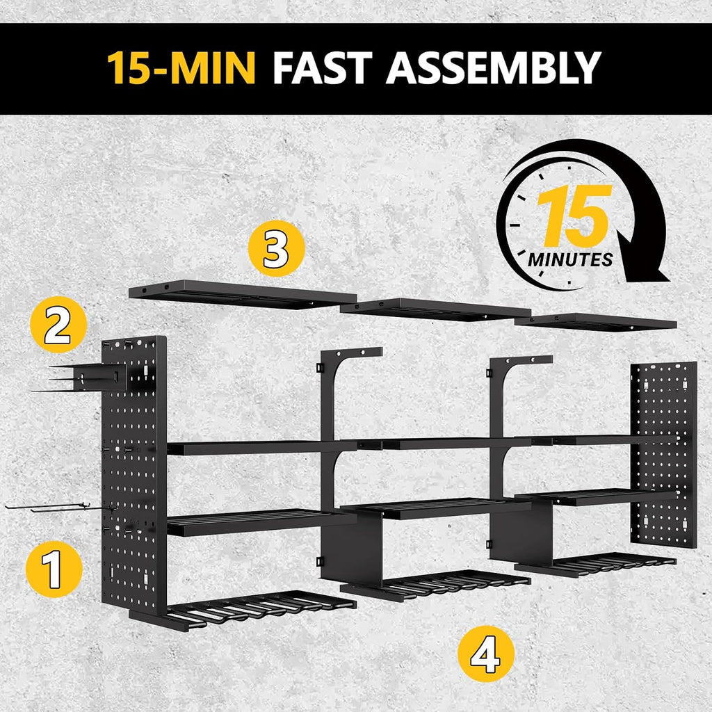 49" w large power tool organizer wall mount showing dimensions