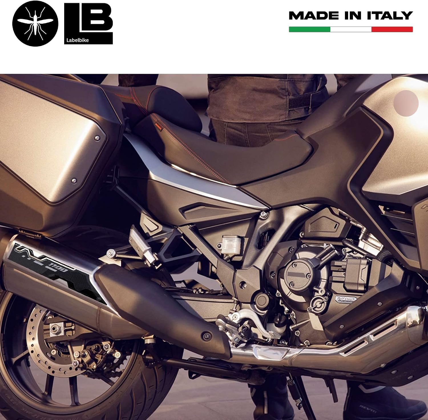 labelbike - 3D Sticker Motorcycle Muffler Protection and Decoration in Resin Compatible with Honda NT1100 2022-2025 Carbon Black Color