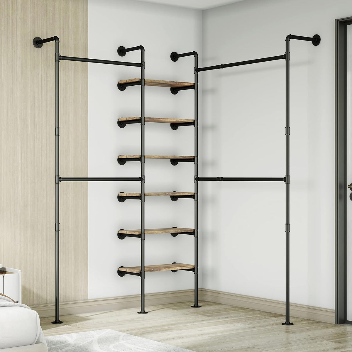 hkaikzo wall mounted closet system 85" h×81" w, front angle view