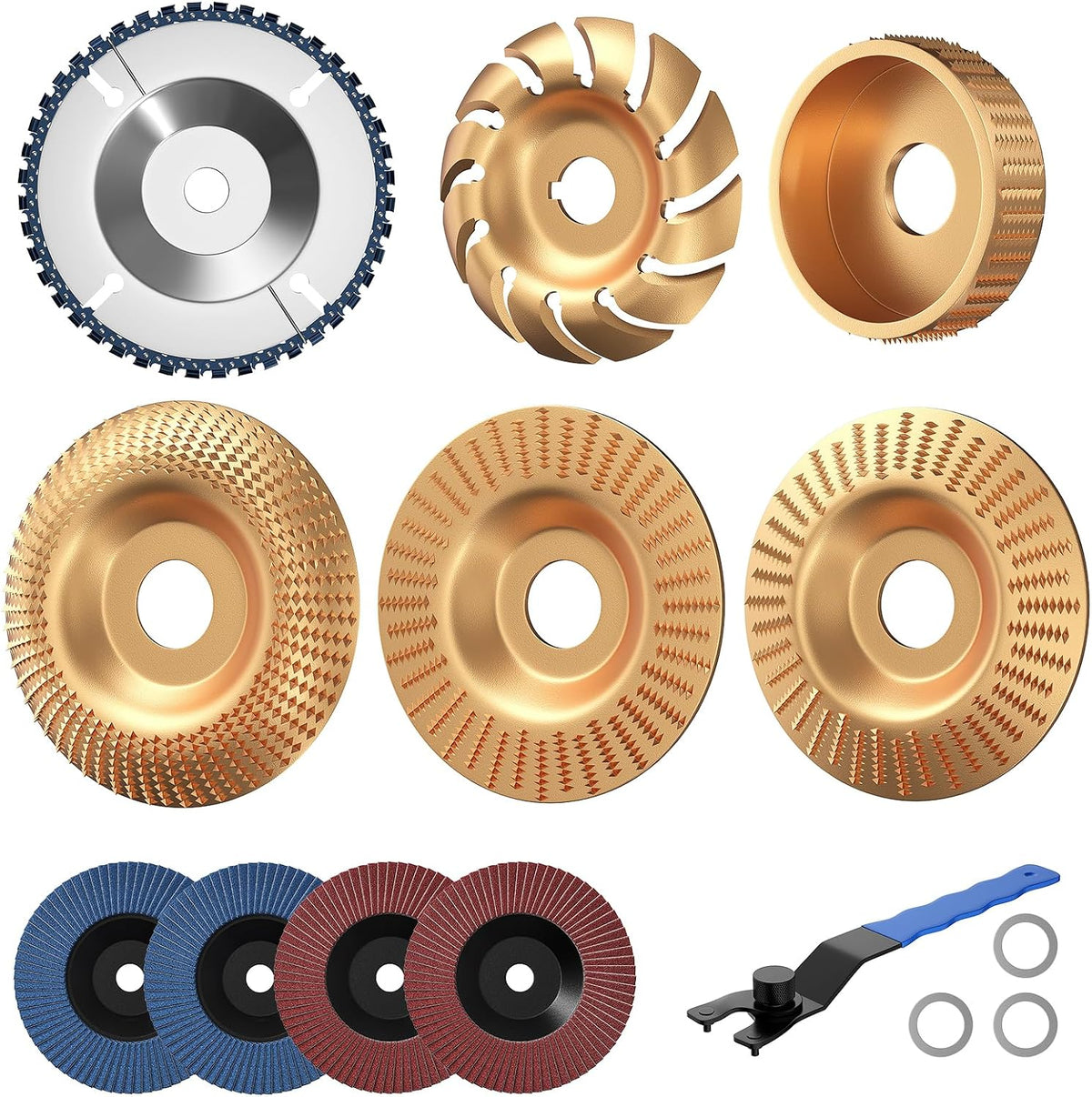 burmong 14pcs wood carving disc set for 4", main product view
