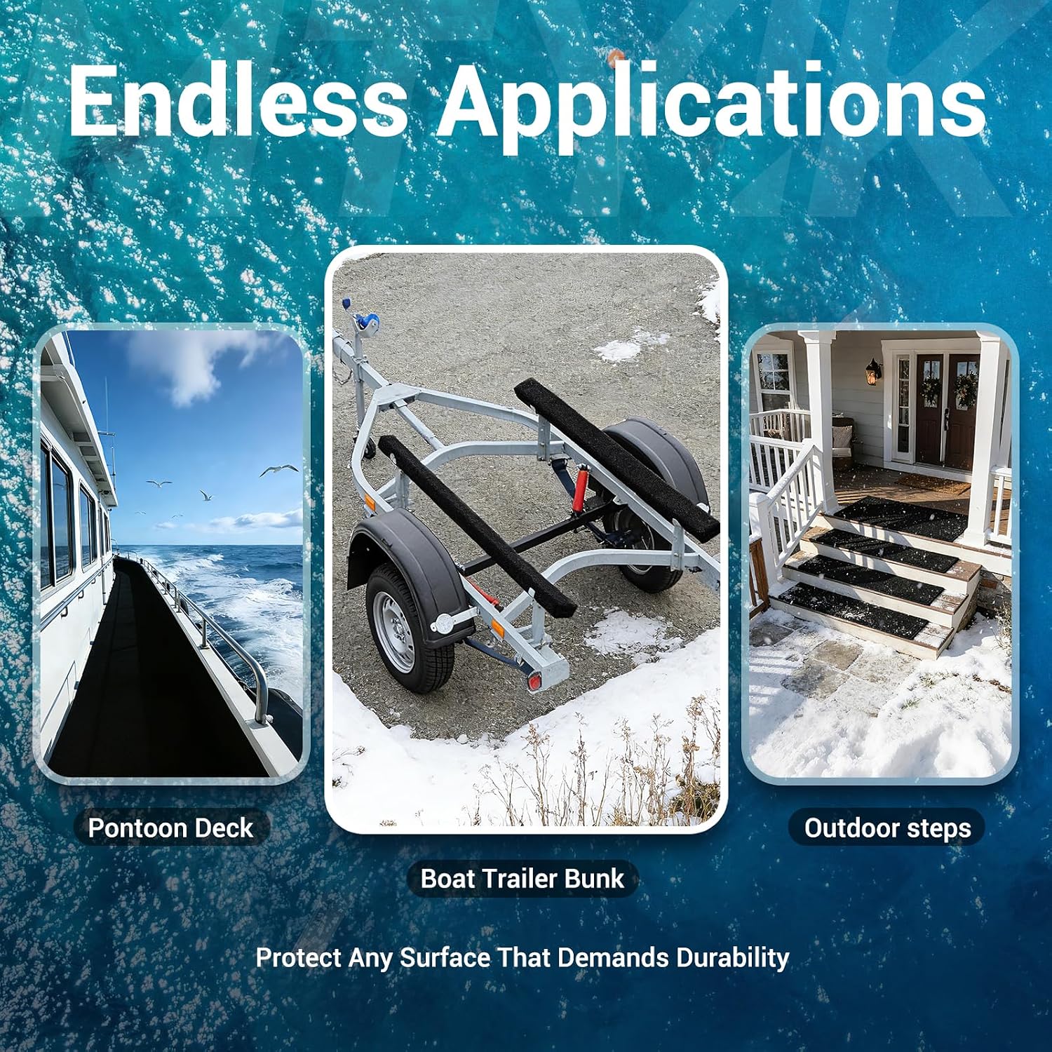 Boat Trailer Bunk Carpet 12in x 13ft, 26ft, 104ft Roll, 8mm Thick Marine Grade Black Carpet for Bunk Boards & Runners, Waterproof Commercial Cover for Boat Lift & Jet Ski, with Glue Spreader, Black