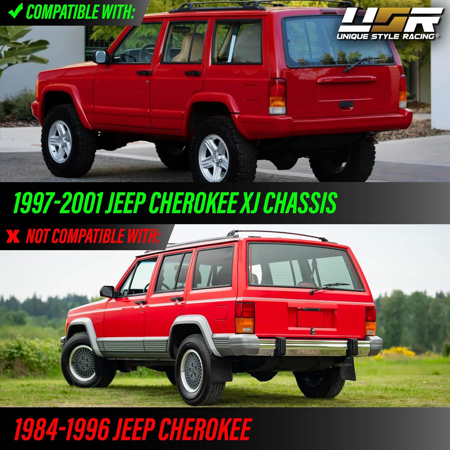 USR 97-01 Cherokee XJ Tail Light – Rear Tail Lamps Assembly (Left + Right) Pair - Compatible with 1997-2001 Jeep Cherokee XJ SUV All Models/Trims (ALL CLEAR LENS TAIL LIGHTS with x6 BULBS)