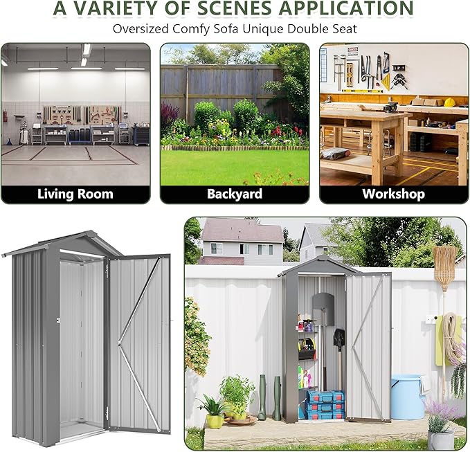 Outdoor Metal Storage Shed, Waterproof Garden Tool Shed - Image 7