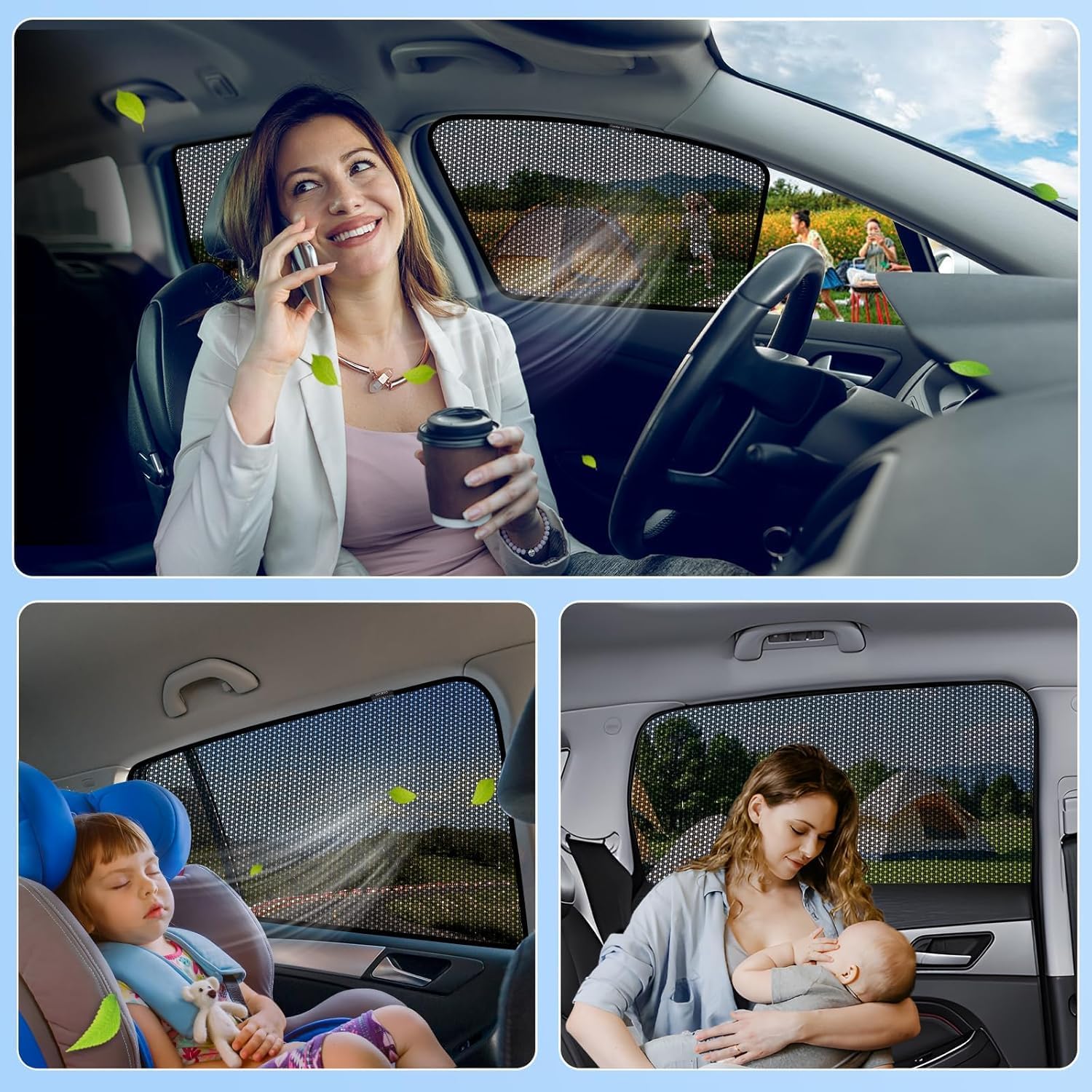 ZATOOTO Car Window Shades for Ford F-150 2015-2020, Car Window Covers for Baby Breathable Mesh Screen Blocking 99% of UV Rays and Glare, Privacy Protection for Camping and Napping
