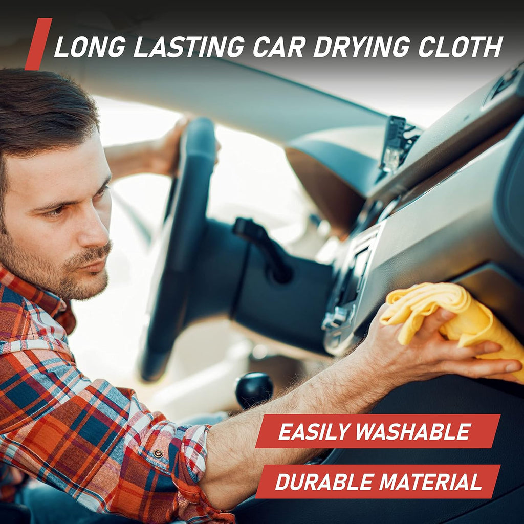 DSV Standard Premium Car Chamois Drying Towel, Drying Super Absorbent Chamois Cloth for Car Wash, Spotless & Scratch and Lint Free Shine, Shammy Towel for Car– 27.5 X 17 inches, 1 - Pack