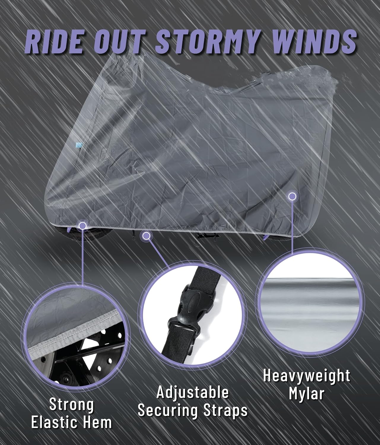 Motorcycle Cover All Season Universal Waterproof Sun Outdoor and Indoor Protection (Large)