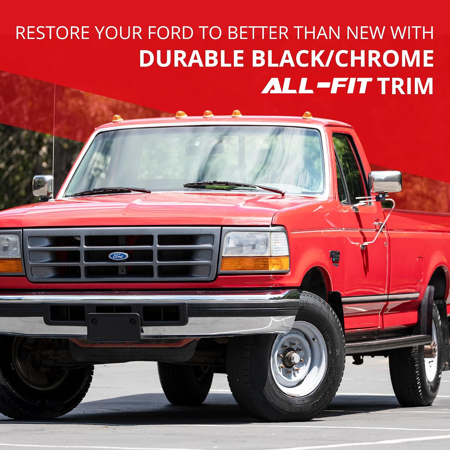 All-Fit Automotive Replacement Old Style Body Side Molding (2") – OEM Grade Black and Chrome Trim Fits 1992–1997 Ford F150, F250, F350 & Bronco OBS – Easy to Install Truck Accessories (26 Ft Roll)