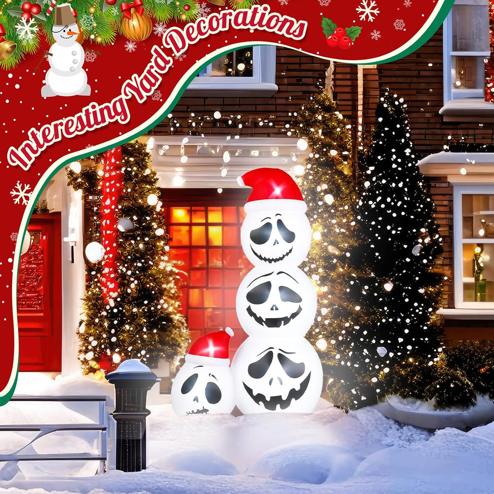 Leyndo 6ft Christmas Inflatable, Skeleton Inflatable with Santa Hat Christmas...