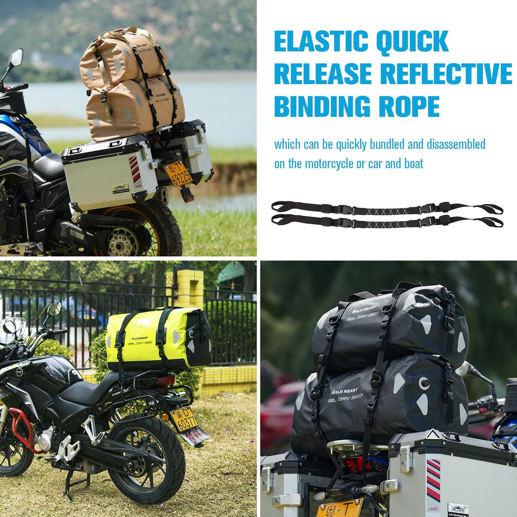 WILD HEART Waterproof Motorcycle Duffel Bag PVC500D Double-bottom With Rope Straps and Inner Pocket 40L 66L 100L for Kayaking, Camping, Boating,Motorcycle