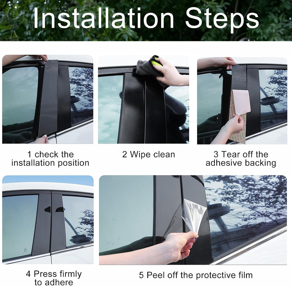 B Pillar Trim Fit for Chevrolet Impala 2020 2019 2018 2017 2016 2015 2014 Car Door Window Pillar C-Pillar Trim Anti-Scratch 6 pcs - Bright Black