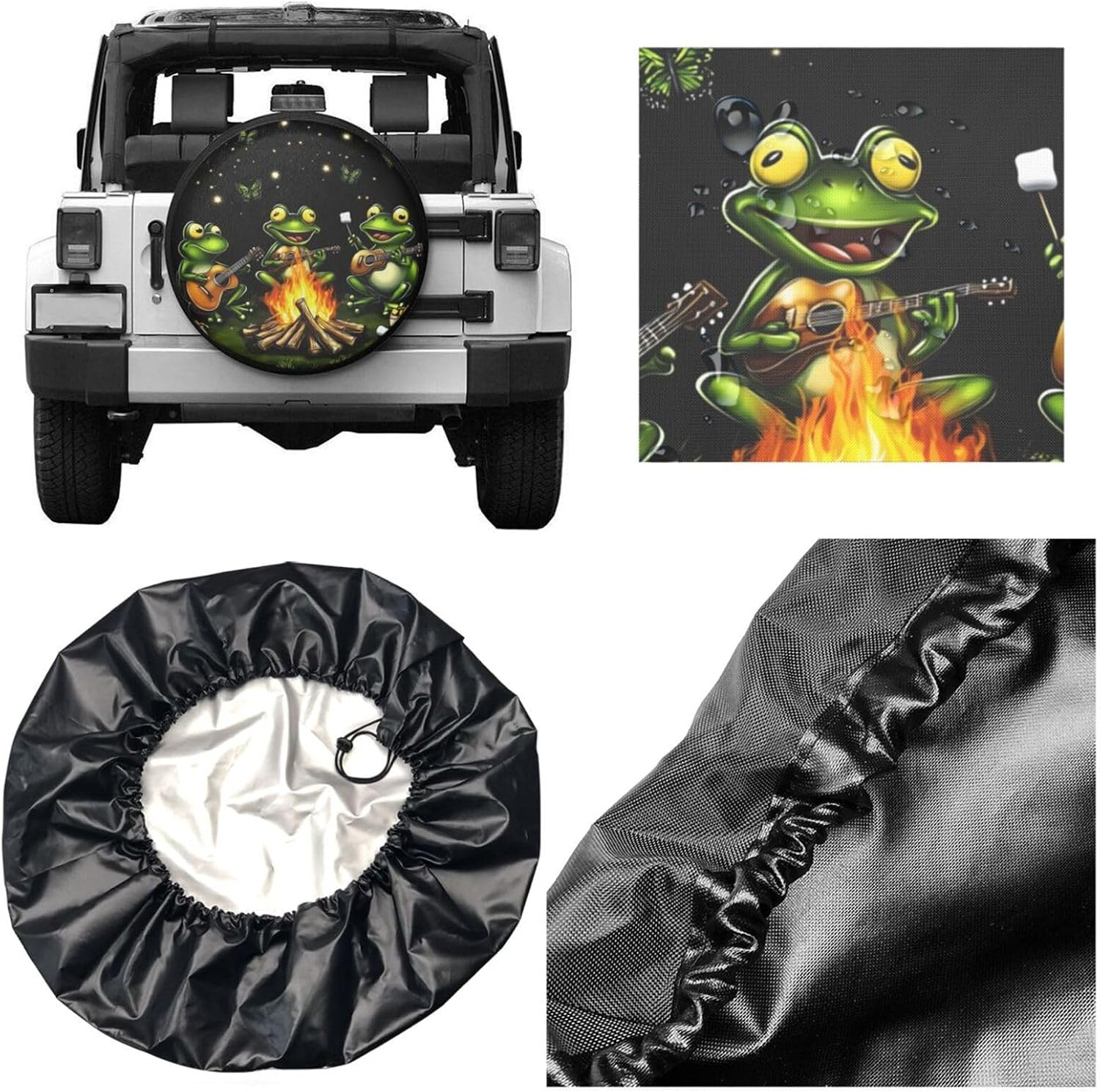 Campfire Frogs Universal Spare Tire Cover,15 inch,Waterproof Polyester Wheel Protector Funny Tire Covers for Rv Suvs Trucks Travel Trailers Outdoor,Fade Resistant,Easy Install