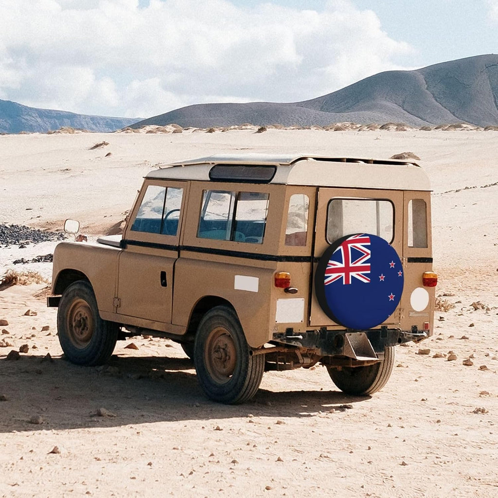 New Zealand Flag Print Universal Spare Tire Cover for RV, Jeep | Wheel Protector Fits Rv, Trailer, Jeep, Shield Tires From Sun, Dirt And Rain For Outdoor Storage