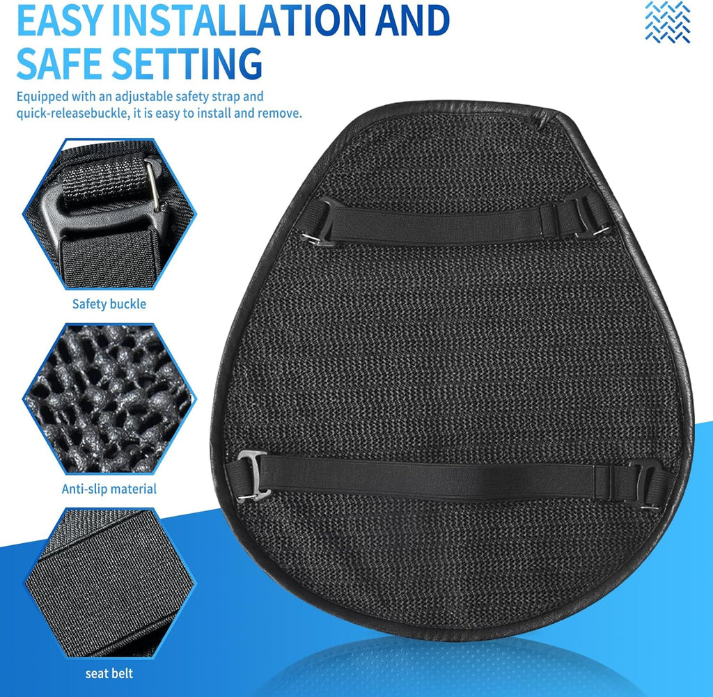 Motorcycle Seat Cushion Gel Pad Universal with 3D-Honeycomb Structure, Soft Gel Seat Pad for Motorcycle, Foldable & Anti-slip Protection, Breathable and Shock Absorption Comfortable for Long Rides