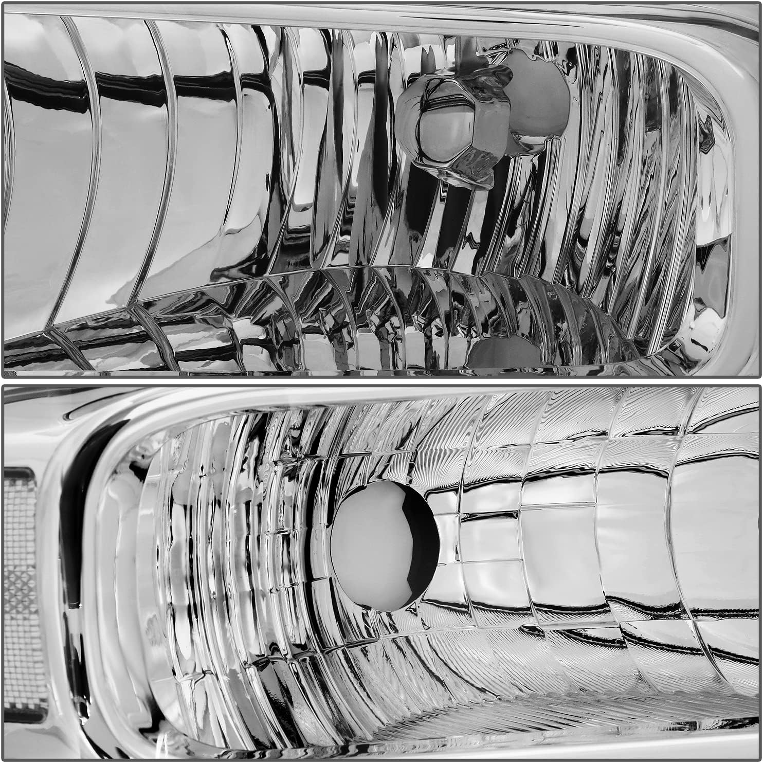 DNA MOTORING Headlamps Headlight Assembly Compatible With 05-07 Ford F250-350 F450 F550SD, Chrome/Clear, HL-OH-FSD05-CH-CL1
