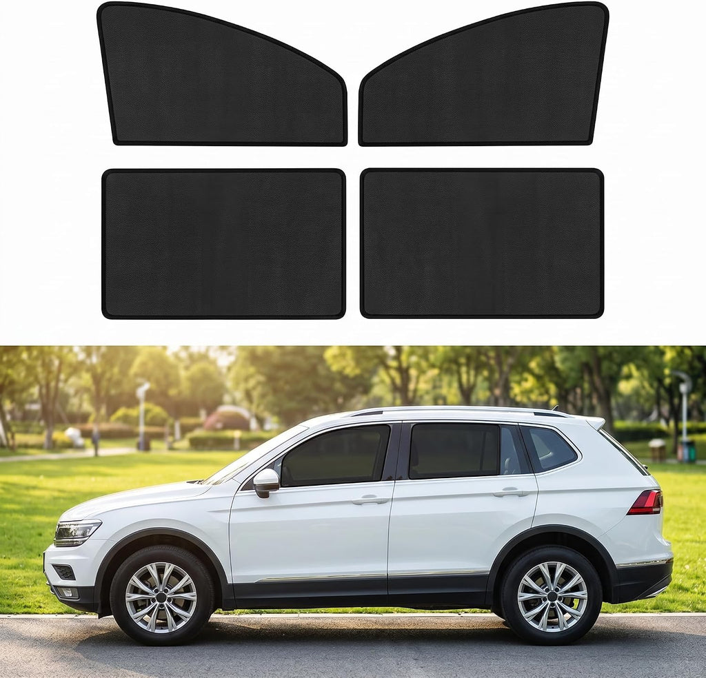 4 PCS Side Window Sun Shades, 100% Block Light Privacy Car Window Covers, Front/Rear Window Sun Protection for Heat Insulation, Fit for Breastfeeding, Taking a Nap, Changing Clothes (Black)
