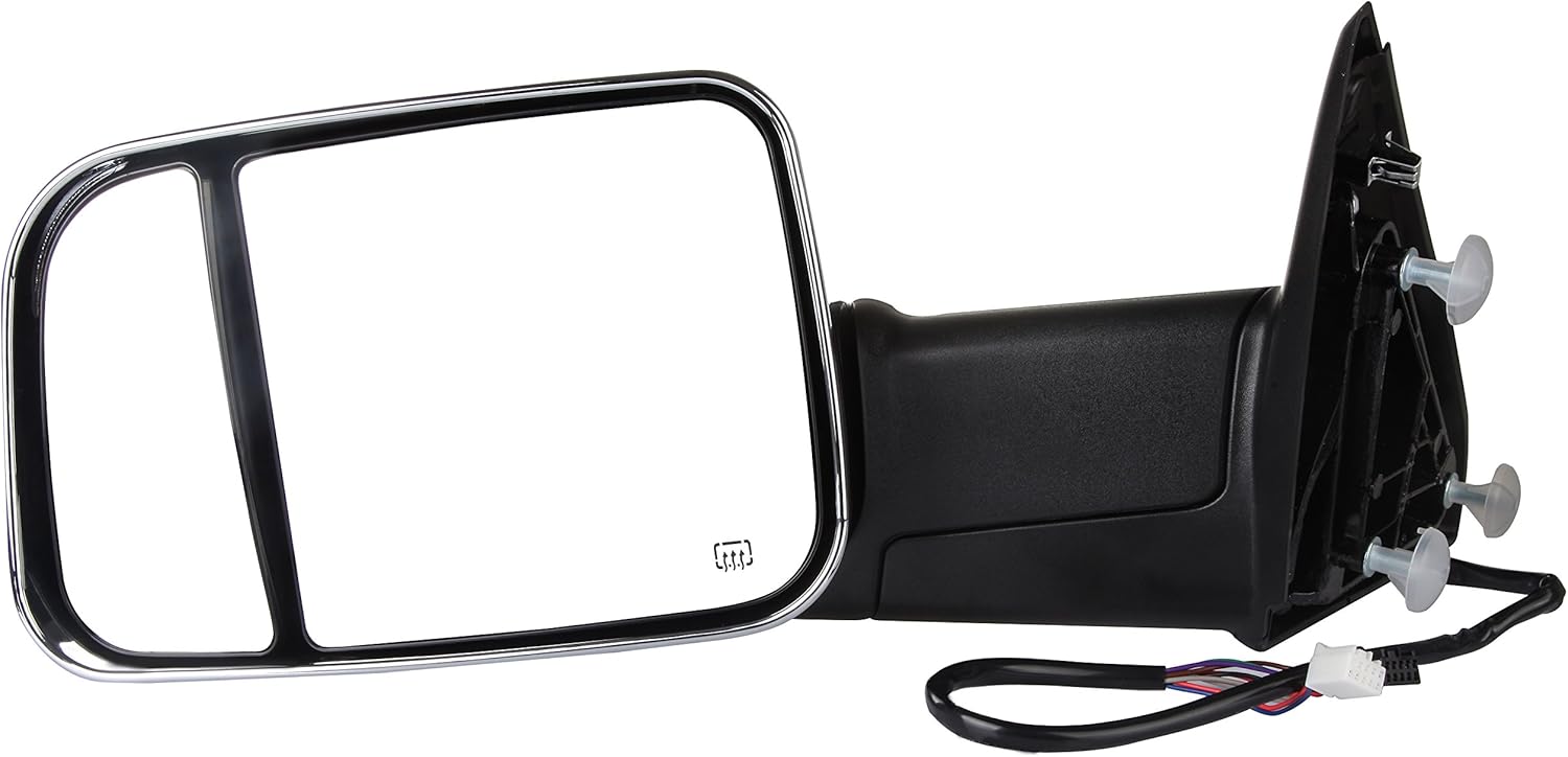 A Pair Heated Towing Mirrors Fits 2009-2010 for Dodge for Ram 1500 2011-2016 for Ram 1500 2500 3500 Chrome, Power Adjusted View Mirror with Turn Signal Indicator