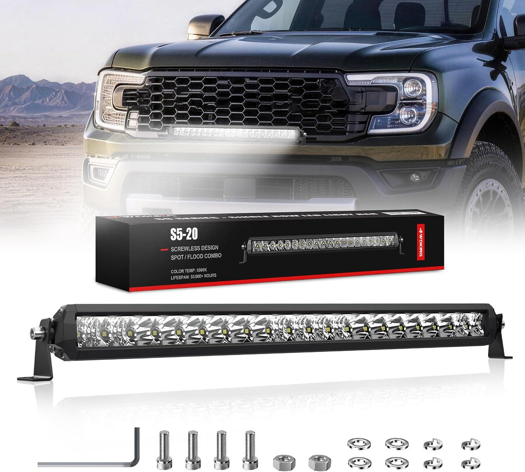 4wdking slim led light bar 22 inch spot, main product view