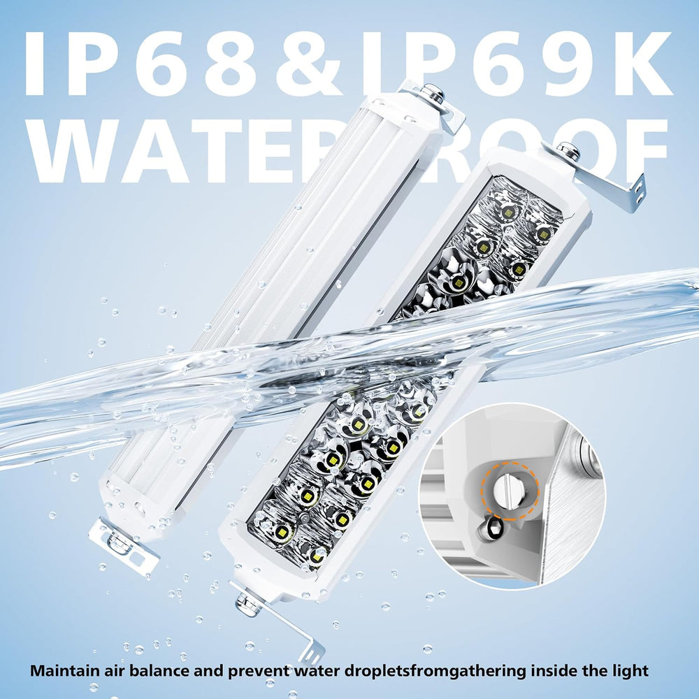Marine Light Bar 12 Inch Double Row White LED for Boat Truck