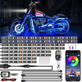 8PCS Motorcycle LED Underglow Kit, 4 Key Remote Control App Control with Two Extension Cords, Music Sync Waterproof RGB LED Motorcycle Light Kit for UTV ATV Golf Cart
