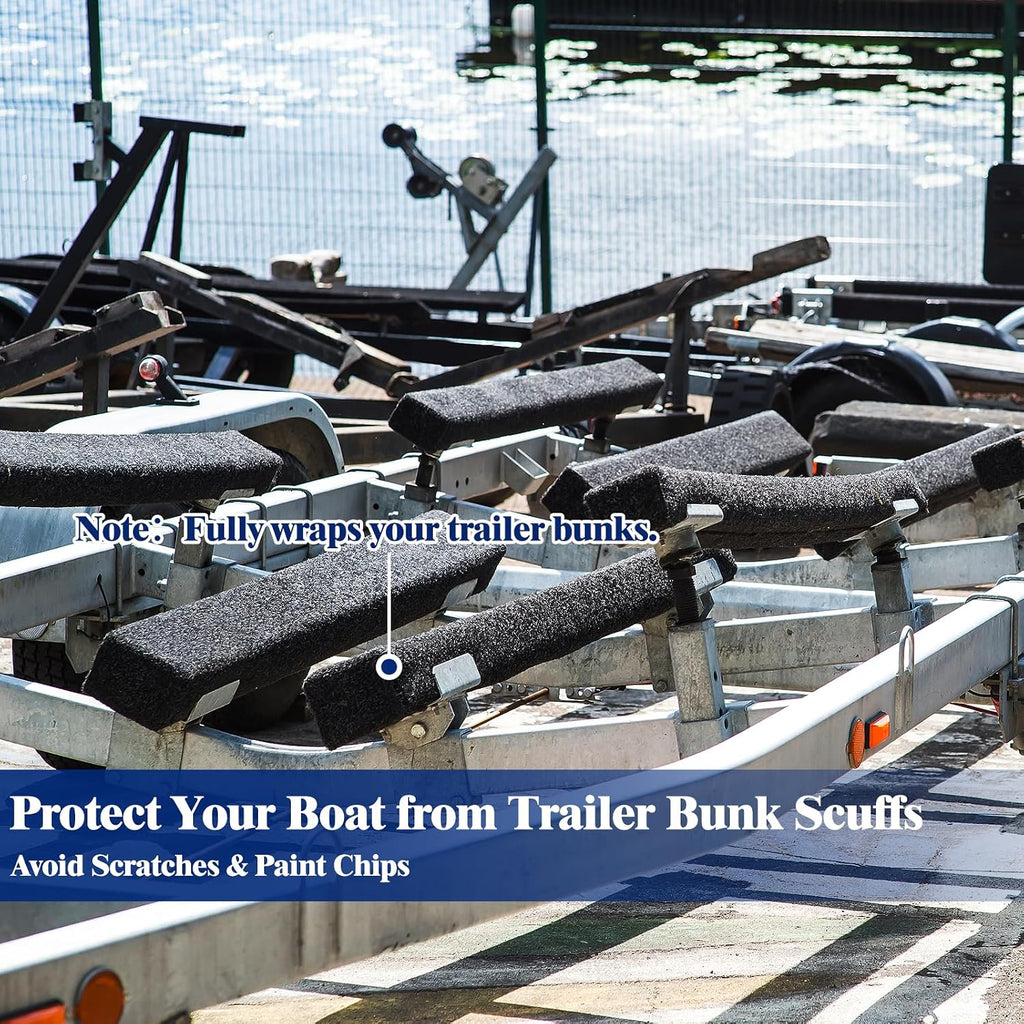 Boat Trailer Bunk Carpet 100ft x 12in Wide Roll Boat Bunk Carpet Thick Waterproof Trailer Parts Accessories Outdoor Marine Grade Jet Ski Pontoon Black Lift Runners Cover