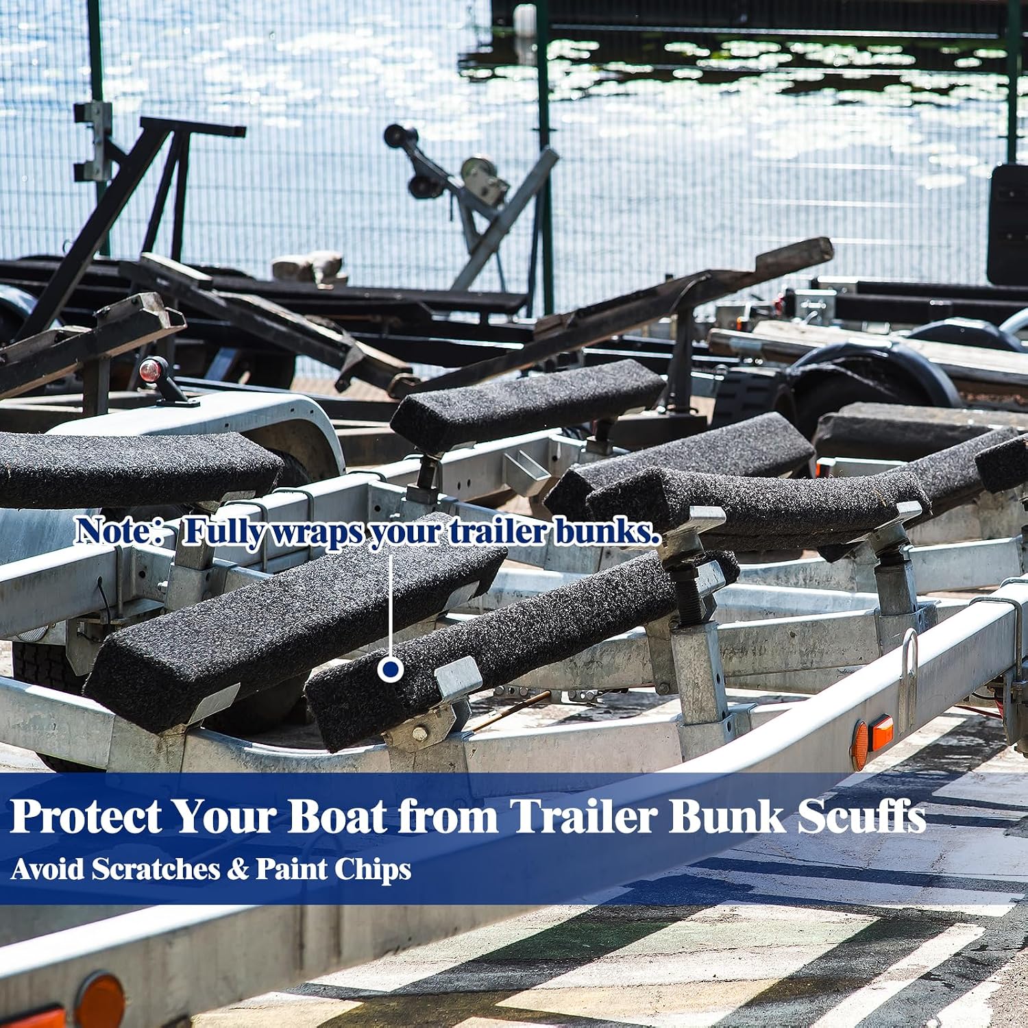 Boat Trailer Bunk Carpet 100ft x 12in Wide Roll Boat Bunk Carpet Thick Waterproof Trailer Parts Accessories Outdoor Marine Grade Jet Ski Pontoon Black Lift Runners Cover