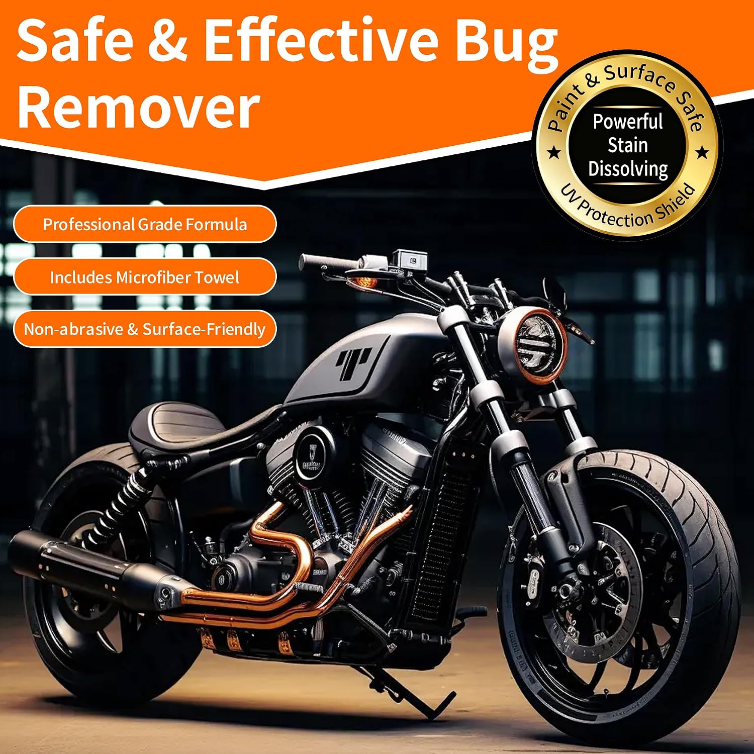 Bug, Sap & Tar Remover for Cars - Powerful Stain Dissolving Spray, UV Protection, Car Bug Remover,Tree Sap Remover,Bug Cleaner for Exterior Paint Glass Chrome,with Microfiber Towel 2 Pack-16.9 Fl Oz