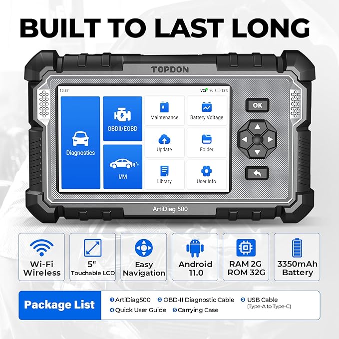 OBD2 Scanner TOPDON AD500, Oil SAS Throttle TPMS BMS EPB Reset, Engine ABS SRS - Image 5