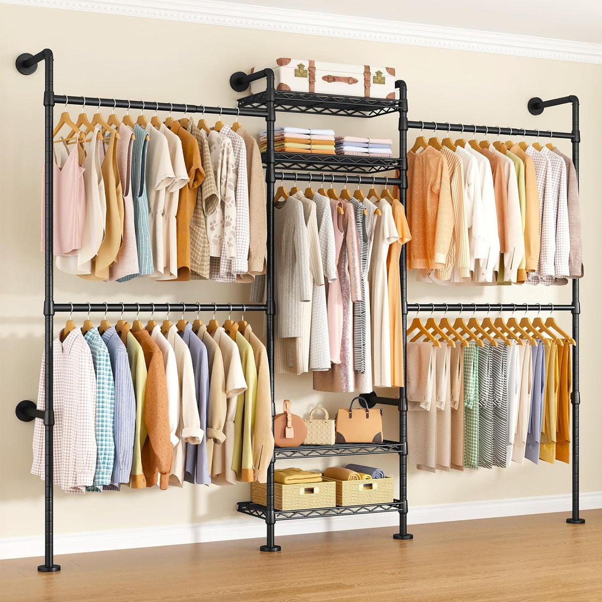 ulifhome m7 wall-mounted clothes rack, heavy-duty garment closet, main product view