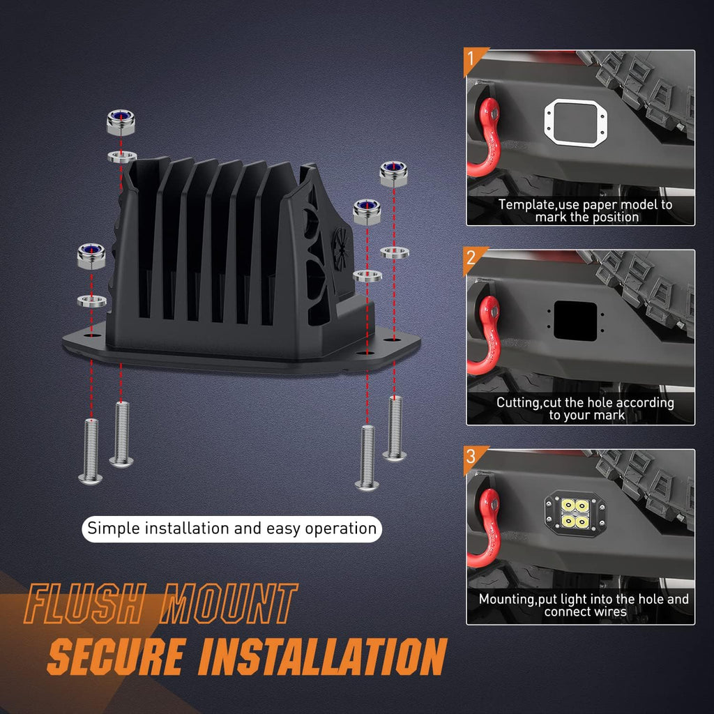 nilight 2 pcs flush mount 4.8 inch 20, front angle view
