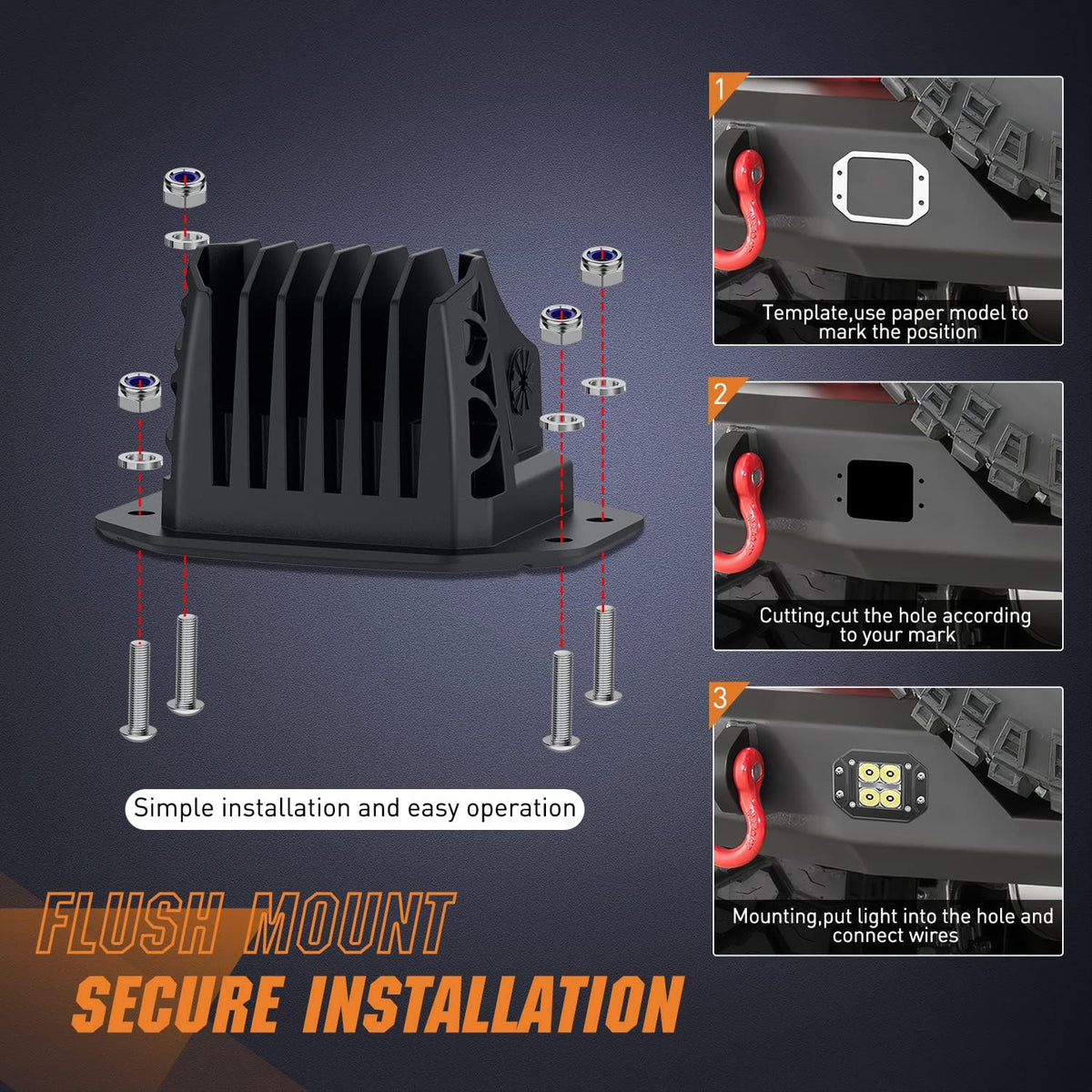 nilight 2 pcs flush mount 4.8 inch 20, front angle view