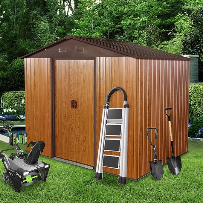 8x6 FT Outdoor Storage Shed, Metal Shed by Unknown