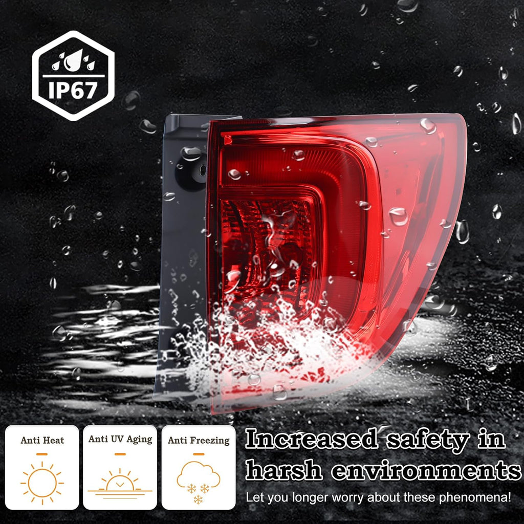 Right Passenger Side LED Outer Tail Light Fit for 2016 2017 2018 Honda Pilot Rear Brake Lamp RH HO2805107 33500TG7A01 HD668-B000R P24243CAPA